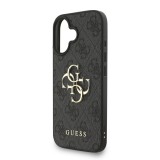 Guess PU 4G Metal Logo Strap Zadní Kryt pro iPhone 16 Black