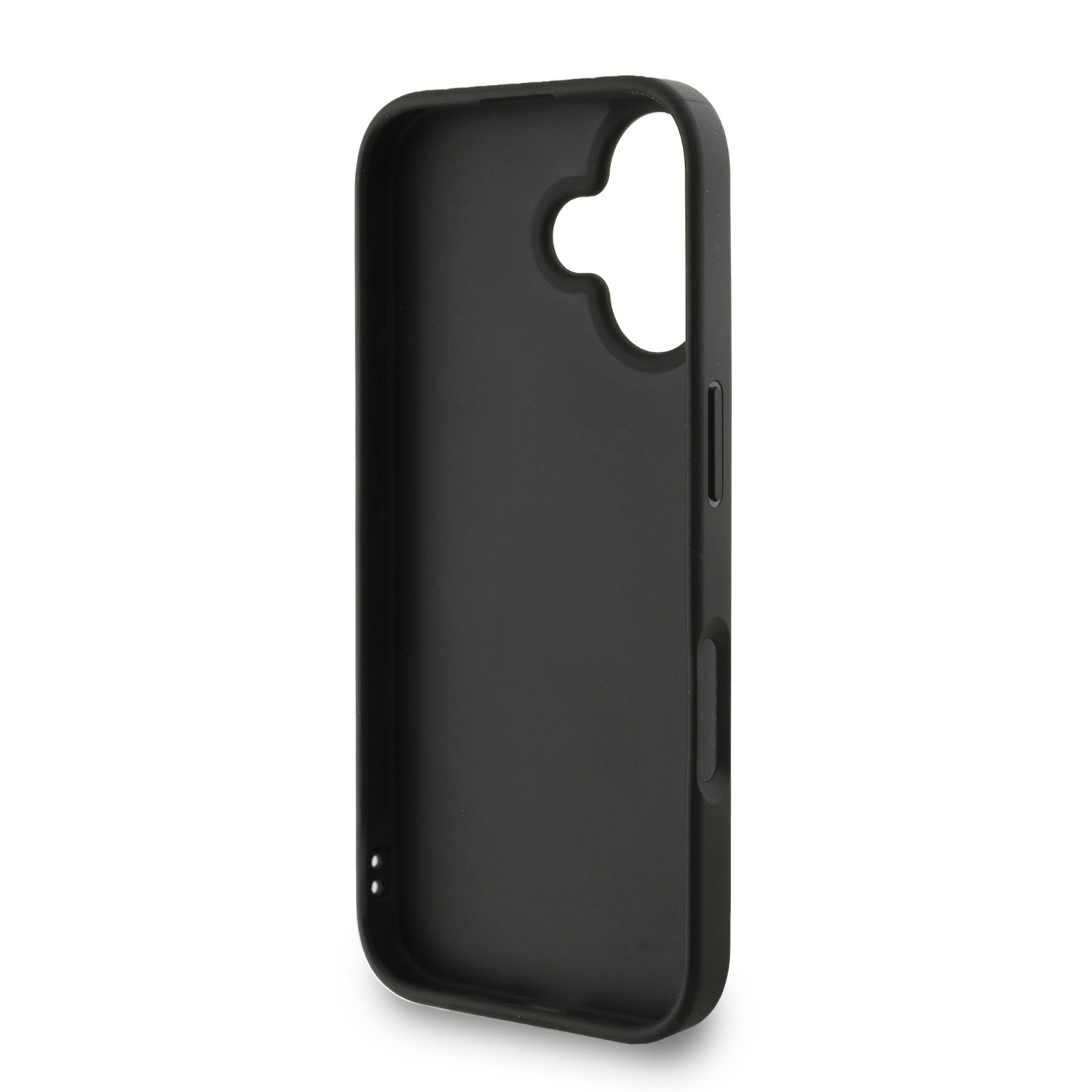 Guess PU 4G Metal Logo Strap Zadní Kryt pro iPhone 16 Black