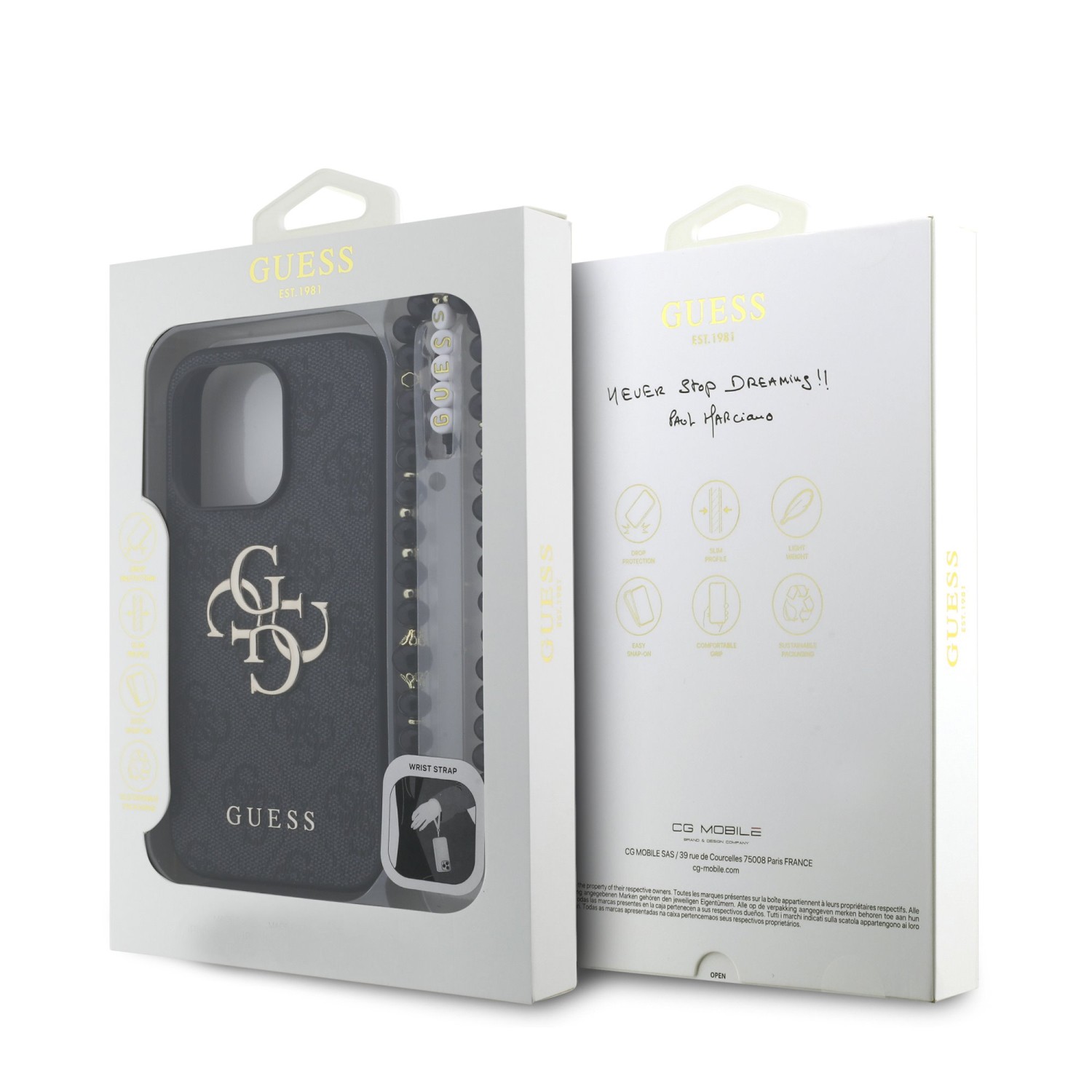 Guess PU 4G Metal Logo Strap Zadní Kryt pro iPhone 15 Pro Max Black