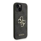 Guess PU 4G Metal Logo Strap Zadní Kryt pro iPhone 15 Black