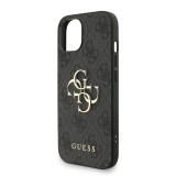 Guess PU 4G Metal Logo Strap Zadní Kryt pro iPhone 15 Black