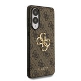 Guess PU 4G Metal Logo Zadní Kryt pro Samsung Galaxy S25 Edge Brown