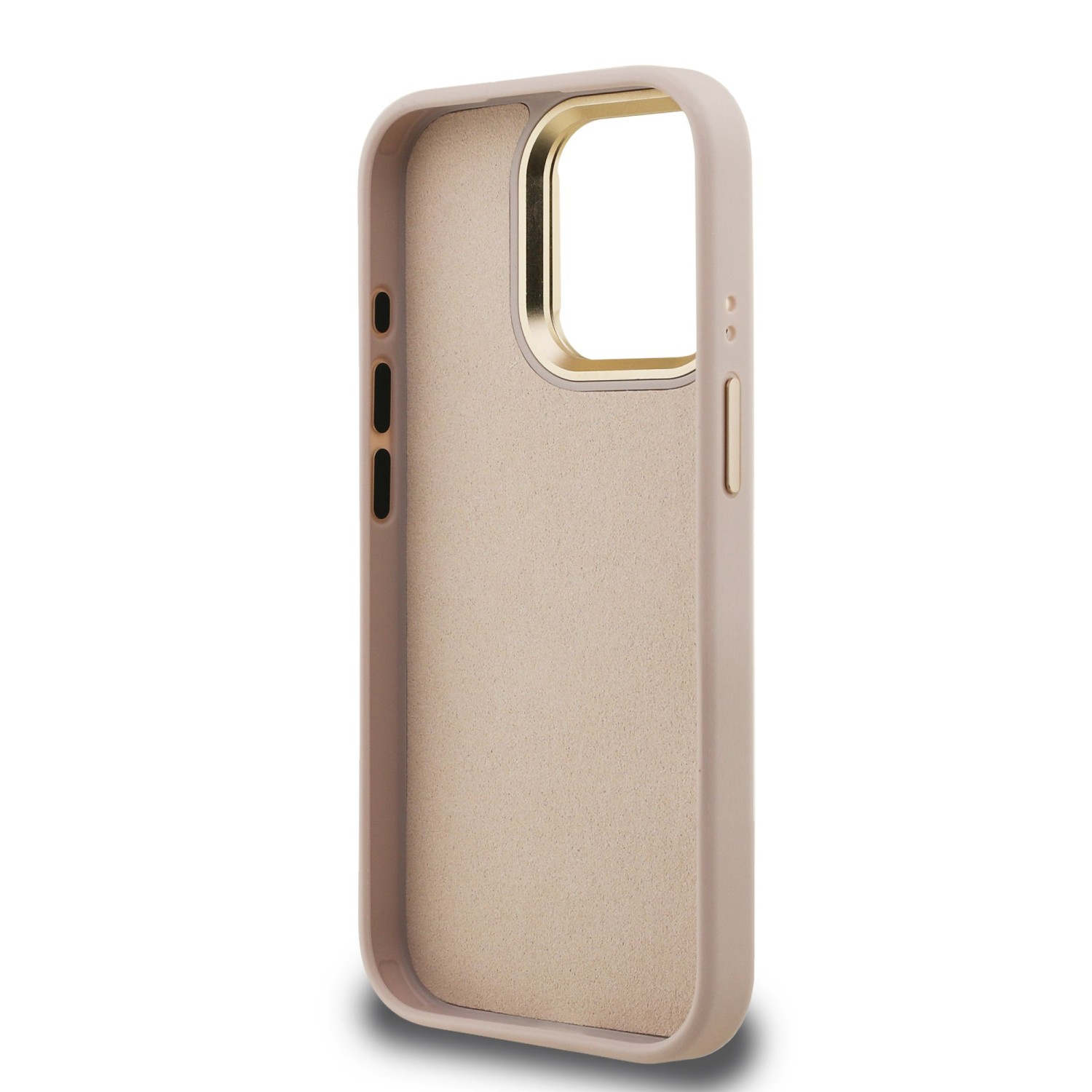 Guess PU 4G Metal Logo Stand Camera Frame Zadní Kryt pro iPhone 15 Pro Max Pink