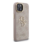 Guess PU 4G Metal Logo Stand Camera Frame Zadní Kryt pro iPhone 13 Pink