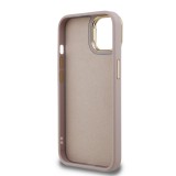 Guess PU 4G Metal Logo Stand Camera Frame Zadní Kryt pro iPhone 13 Pink