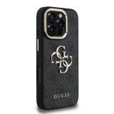 Guess PU 4G Metal Logo Stand Camera Frame Zadní Kryt pro iPhone 16 Pro Black