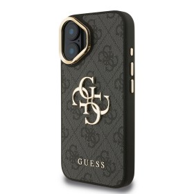Zadný kryt Guess PU 4G Metal Logo Stand Camera Frame pre Aplle iPhone 16, čierna