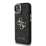 Guess PU 4G Metal Logo Stand Camera Frame Zadní Kryt pro iPhone 15 Black