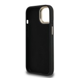 Guess PU 4G Metal Logo Stand Camera Frame Zadní Kryt pro iPhone 15 Black