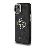 Guess PU 4G Metal Logo Stand Camera Frame Zadní Kryt pro iPhone 13 Black