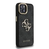 Guess PU 4G Metal Logo Stand Camera Frame Zadní Kryt pro iPhone 13 Black
