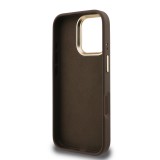 Guess PU 4G Metal Logo Stand Camera Frame Zadní Kryt pro iPhone 16 Pro Max Brown