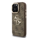 Guess PU 4G Metal Logo Stand Camera Frame Zadní Kryt pro iPhone 16 Pro Brown