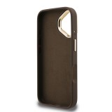 Guess PU 4G Metal Logo Stand Camera Frame Zadní Kryt pro iPhone 16 Brown