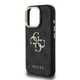 Guess PU 4G Metal Logo Stand Camera Frame Zadní Kryt pro iPhone 16 Pro Max Black