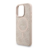 Guess PU Leather 4G Colored Ring Strap MagSafe Zadní Kryt pro iPhone 16 Pro Pink
