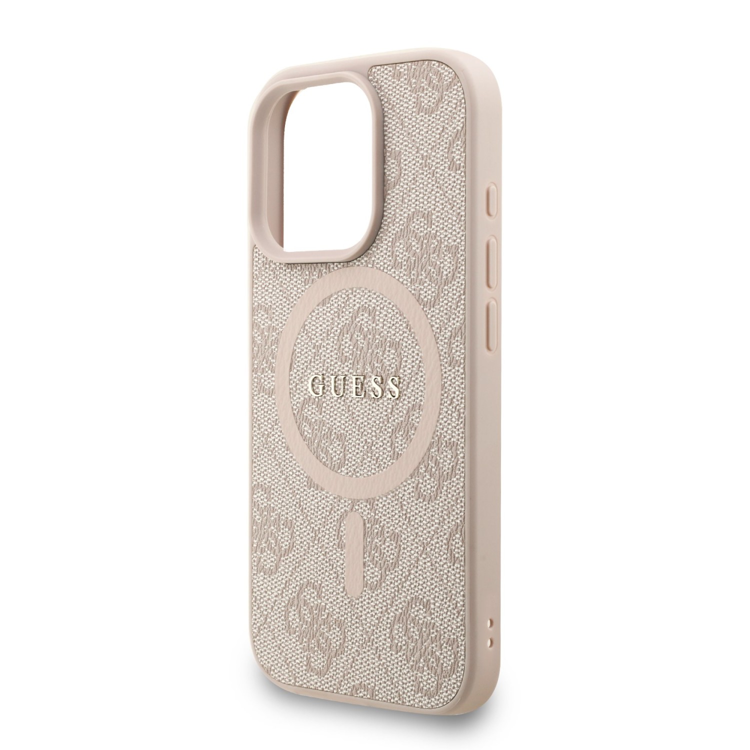 Guess PU Leather 4G Colored Ring Strap MagSafe Zadní Kryt pro iPhone 16 Pro Pink