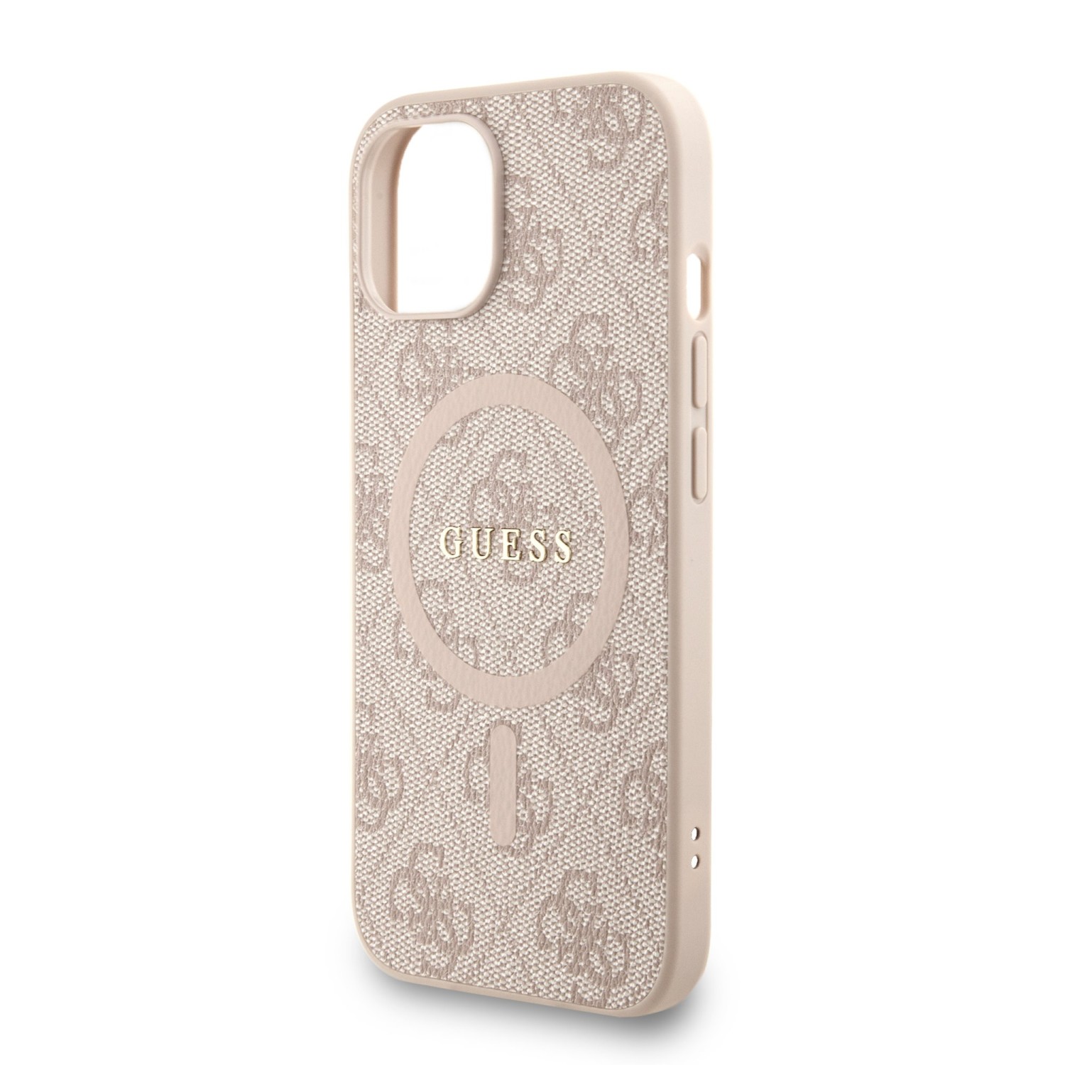 Guess PU Leather 4G Colored Ring Strap MagSafe Zadní Kryt pro iPhone 13 Pink