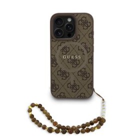 Zadný kryt Guess PU Leather 4G Colored Ring Strap MagSafe pre Apple iPhone 16 Pro Max, hnedá