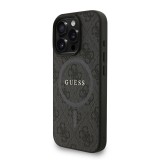 Guess PU Leather 4G Colored Ring Strap MagSafe Zadní Kryt pro iPhone 16 Pro Max Black