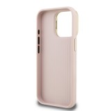 Guess PU Grained 4G Logo Stand Camera Frame Zadní Kryt pro iPhone 15 Pro Pink