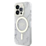 Guess IML Marble MagSafe Zadní Kryt pro iPhone 13 Pro White