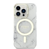 Guess IML Marble MagSafe Zadní Kryt pro iPhone 13 Pro White