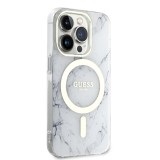 Guess IML Marble MagSafe Zadní Kryt pro iPhone 13 Pro White