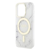 Guess IML Marble MagSafe Zadní Kryt pro iPhone 13 Pro White