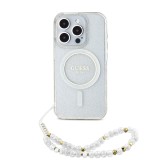 Guess IML Glitter Strap MagSafe Zadní Kryt pro iPhone 15 Pro Max Transparent