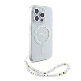 Guess IML Glitter Strap MagSafe Zadní Kryt pro iPhone 15 Pro Max Transparent