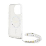 Guess IML Glitter Strap MagSafe Zadní Kryt pro iPhone 15 Pro Max Transparent