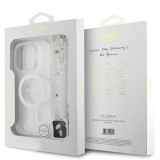 Guess IML Glitter Strap MagSafe Zadní Kryt pro iPhone 15 Pro Max Transparent