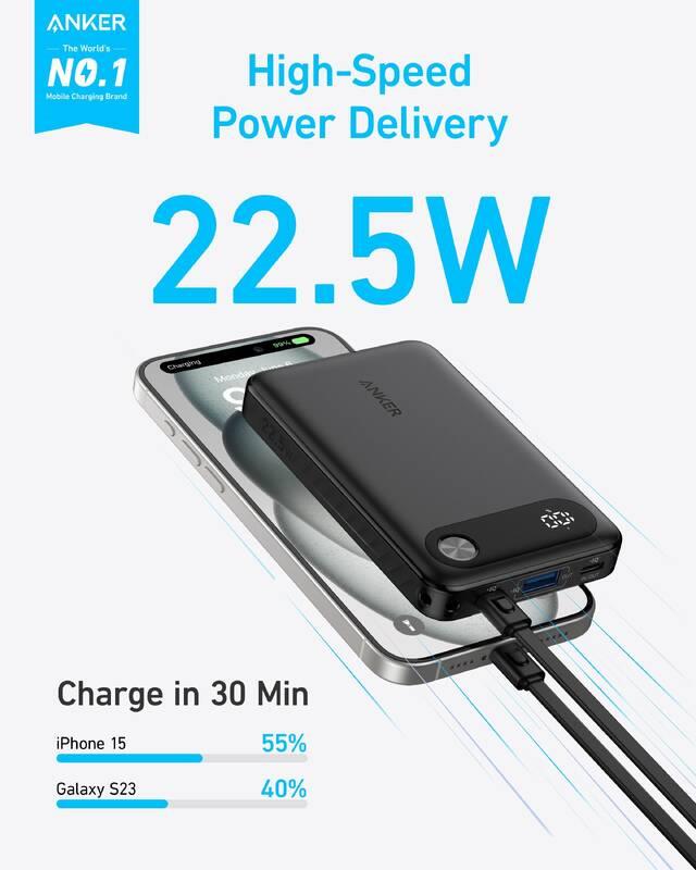 Anker 10000mAh, 22,5W Powerbanka černá