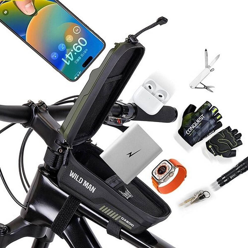 WILDMAN traveling bag for bike frame with zipper 1L (4 "- 7") GX200 green