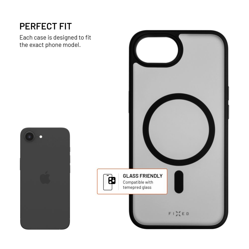 Zadní kryt FIXED MagMisty s podporou Magsafe pro Apple iPhone 16e, černý
