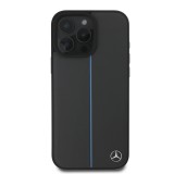 Mercedes Leather Blue Stripe MagSafe Zadní Kryt pro iPhone 16 Pro Anthracite Grey
