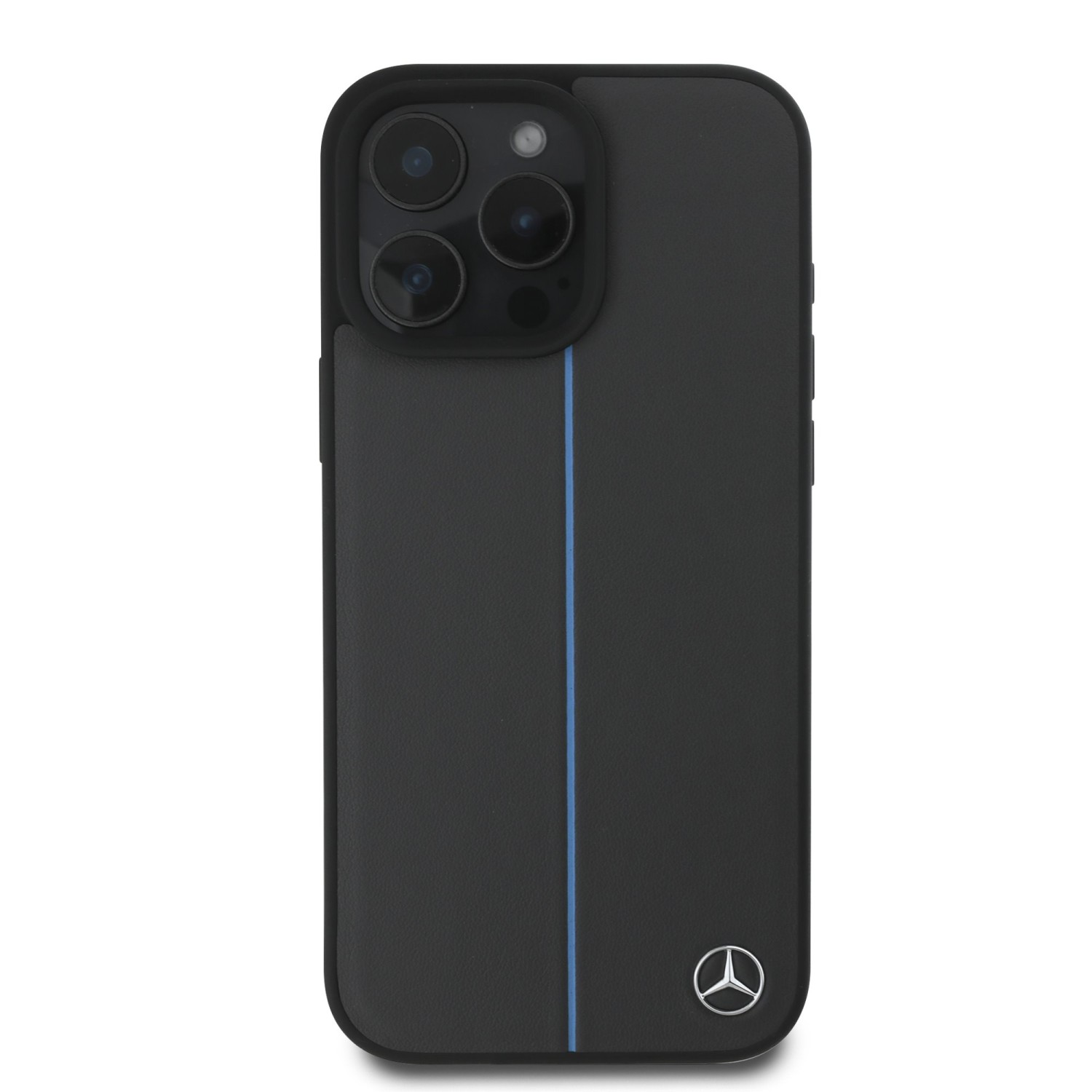 Mercedes Leather Blue Stripe MagSafe Zadní Kryt pro iPhone 16 Pro Anthracite Grey