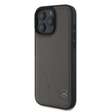 Mercedes Curved Stitches Leather Zadní Kryt pro iPhone 16 Pro Brown