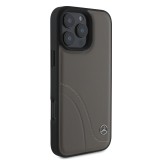 Mercedes Curved Stitches Leather Zadní Kryt pro iPhone 16 Pro Brown