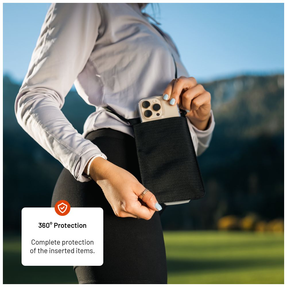 Taštička přes rameno s kapsou FIXED Camino Sling pro mobilní telefony do 7", černá