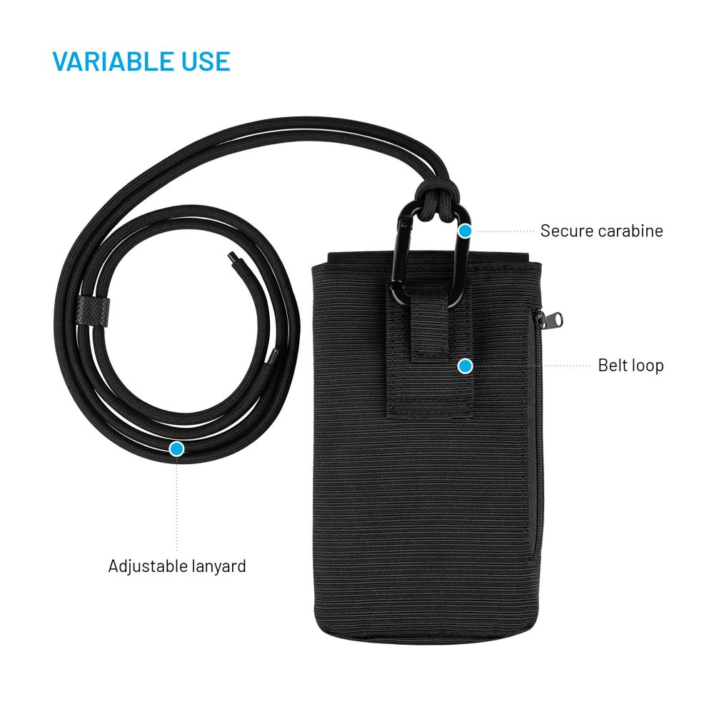 Taštička přes rameno s kapsou FIXED Camino Case pro mobilní telefony do 7", černá