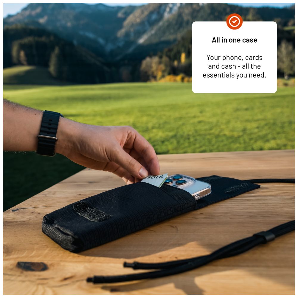 Taštička přes rameno s kapsou FIXED Camino Case pro mobilní telefony do 7", černá