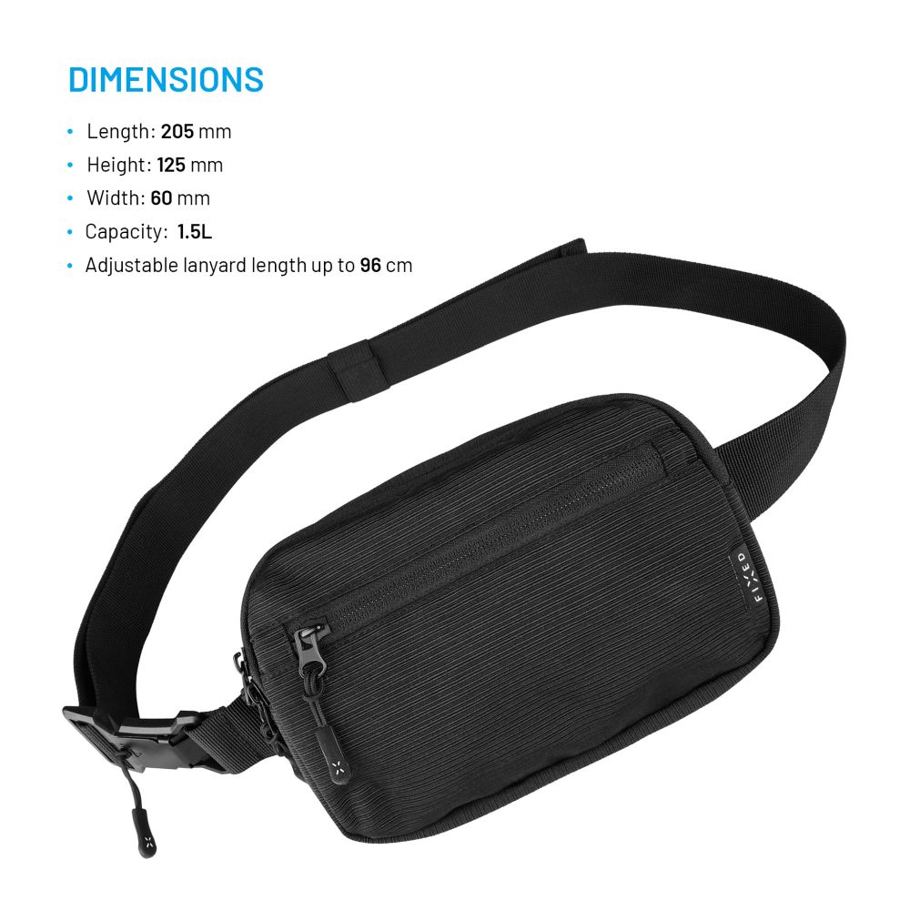 Taštička okolo pasu s kapsami FIXED Camino Belt, černá