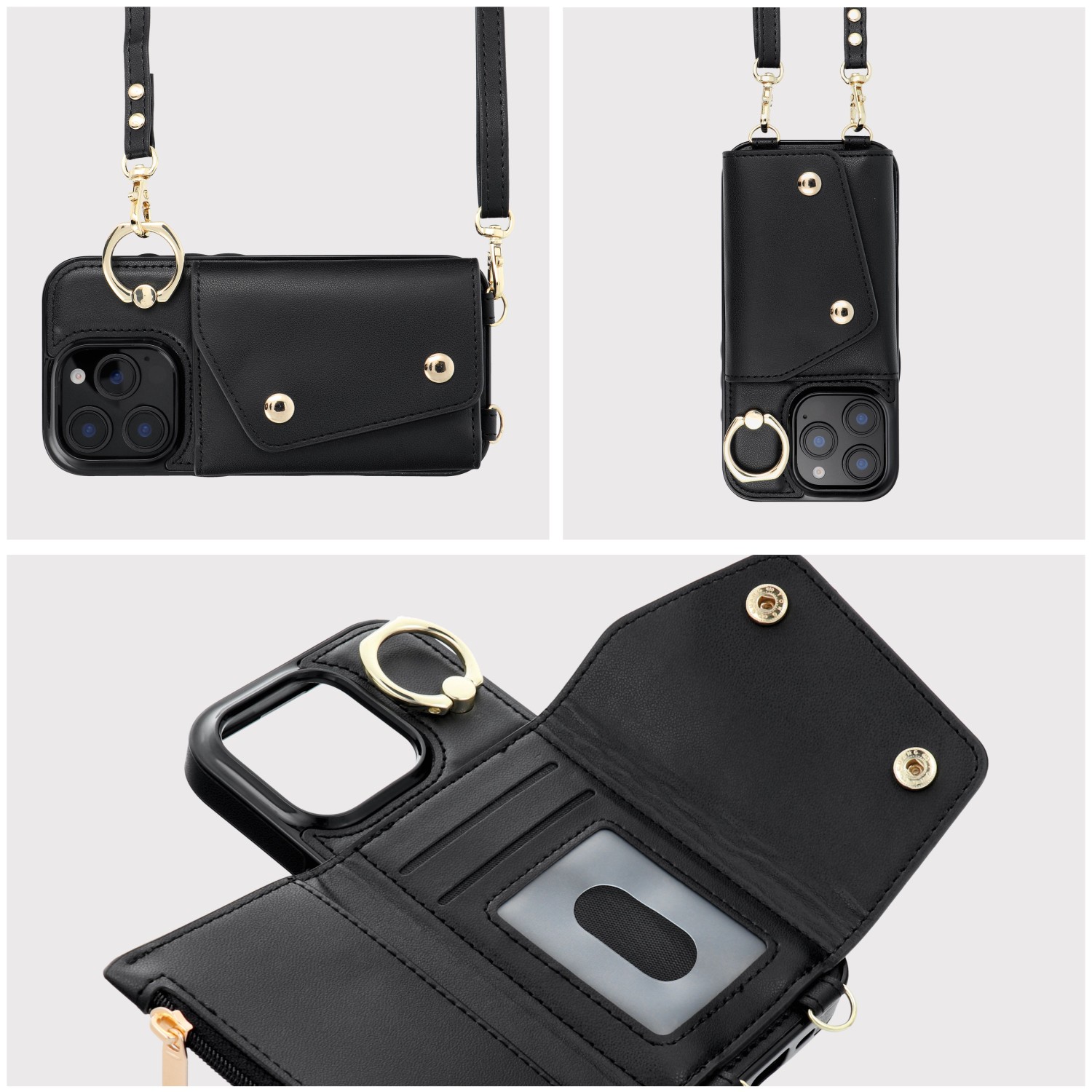 Wallet Case WONDER for IPHONE 15 black