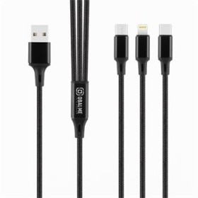 Kábel OBAL: ME 3v1 AllConnect Fast Charge USB-A/USB-C, Lightning, Micro-USB 1.2m, čierna