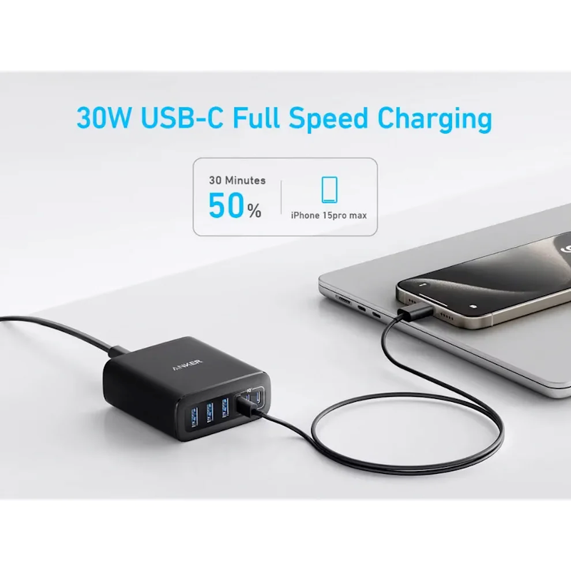 Anker 112W Nabíjecí stanice 3xUSB-C, 3xUSB černá