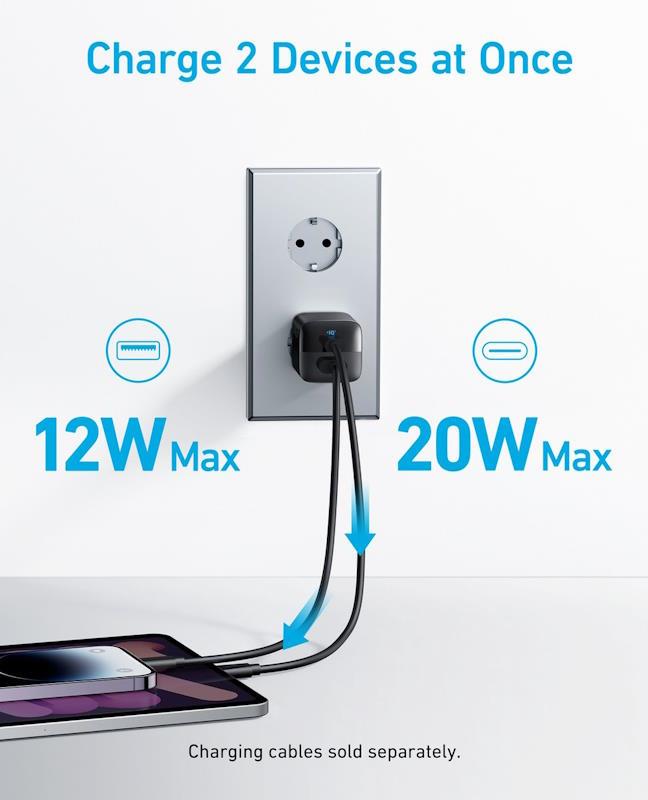 Anker 323 33W, 1xUSB-C, 1xUSB Nabíječka do sítě černá