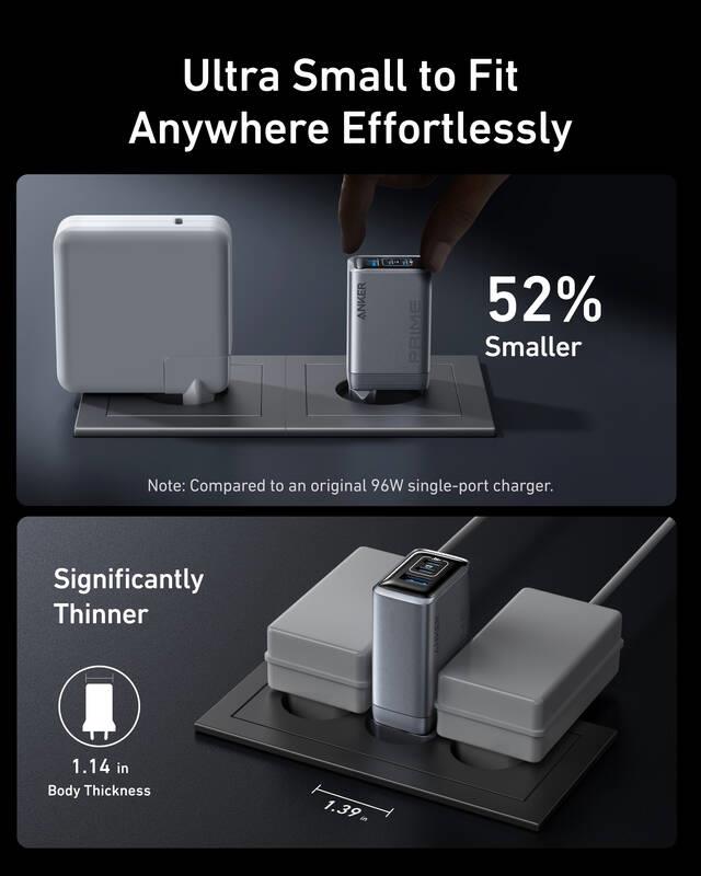 Anker Prime 100W, 2xUSB-C, 1xUSB Nabíječka do sítě stříbrná