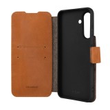 Kožené pouzdro typu kniha FIXED ProFit pro Samsung Galaxy A56 5G, hnědé